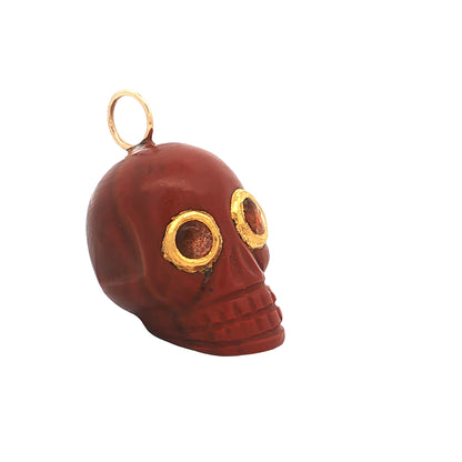 Jasper Skull & Sunstone Charm 18k & 24k Yellow Gold