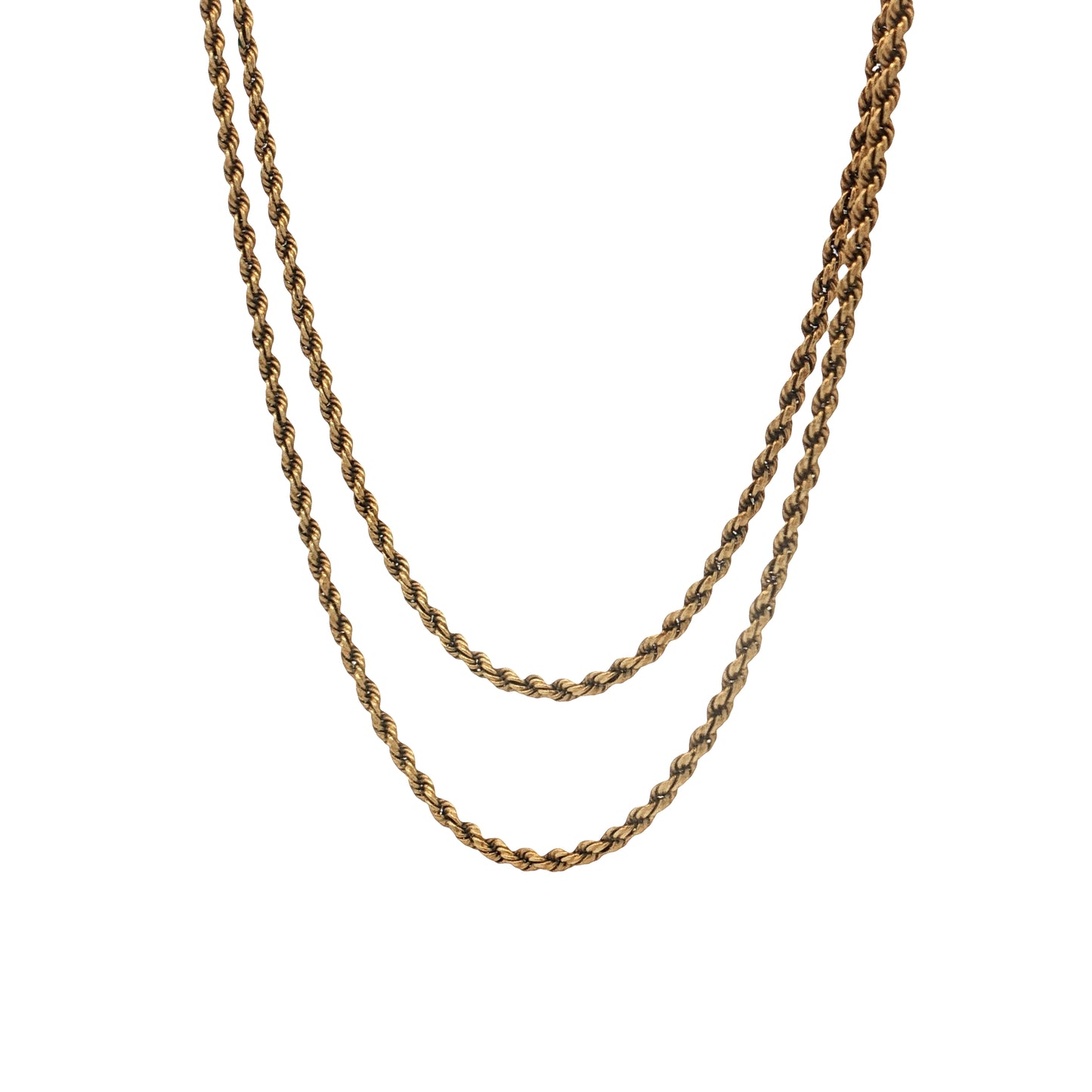 Antique Victorian Rope Chain Necklace 14k Yellow Gold