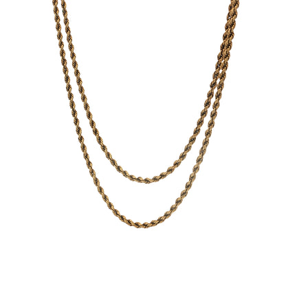 Antique Victorian Rope Chain Necklace 14k Yellow Gold