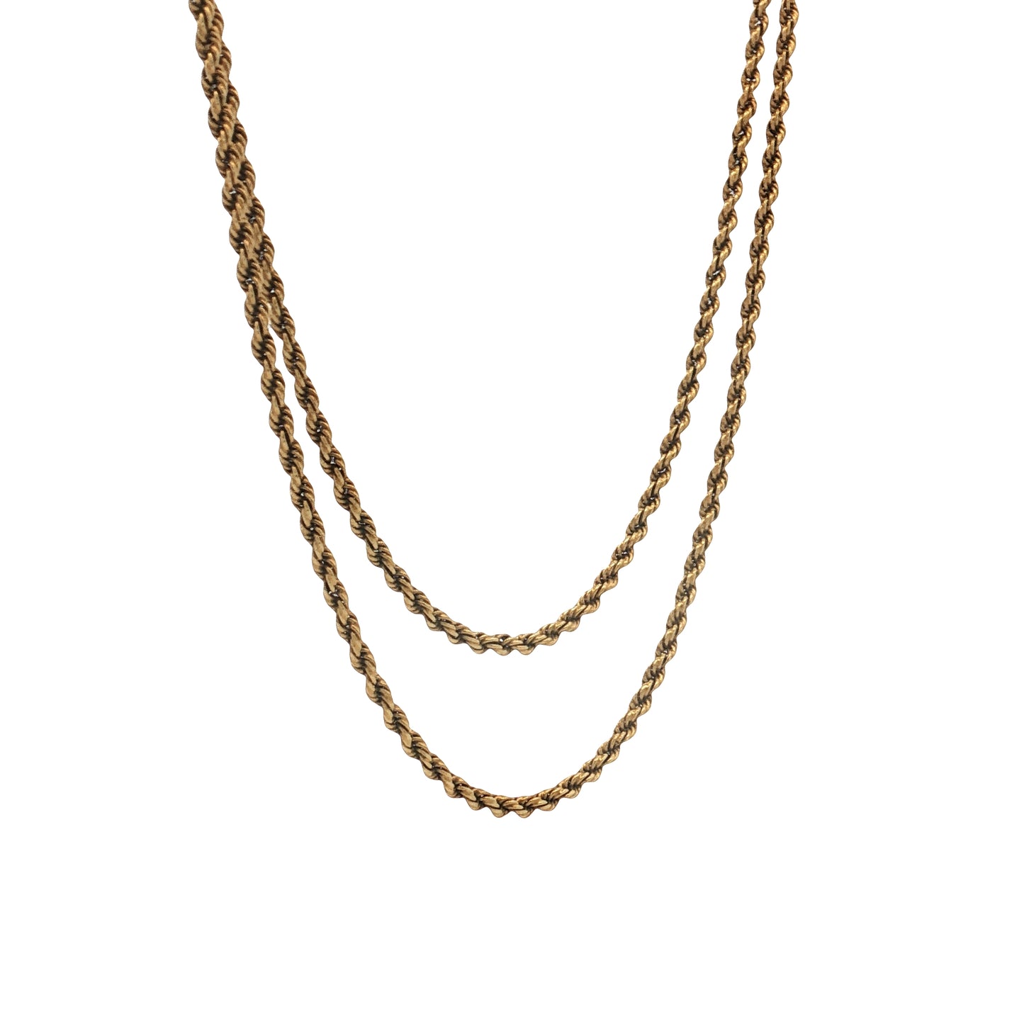Antique Victorian Rope Chain Necklace 14k Yellow Gold