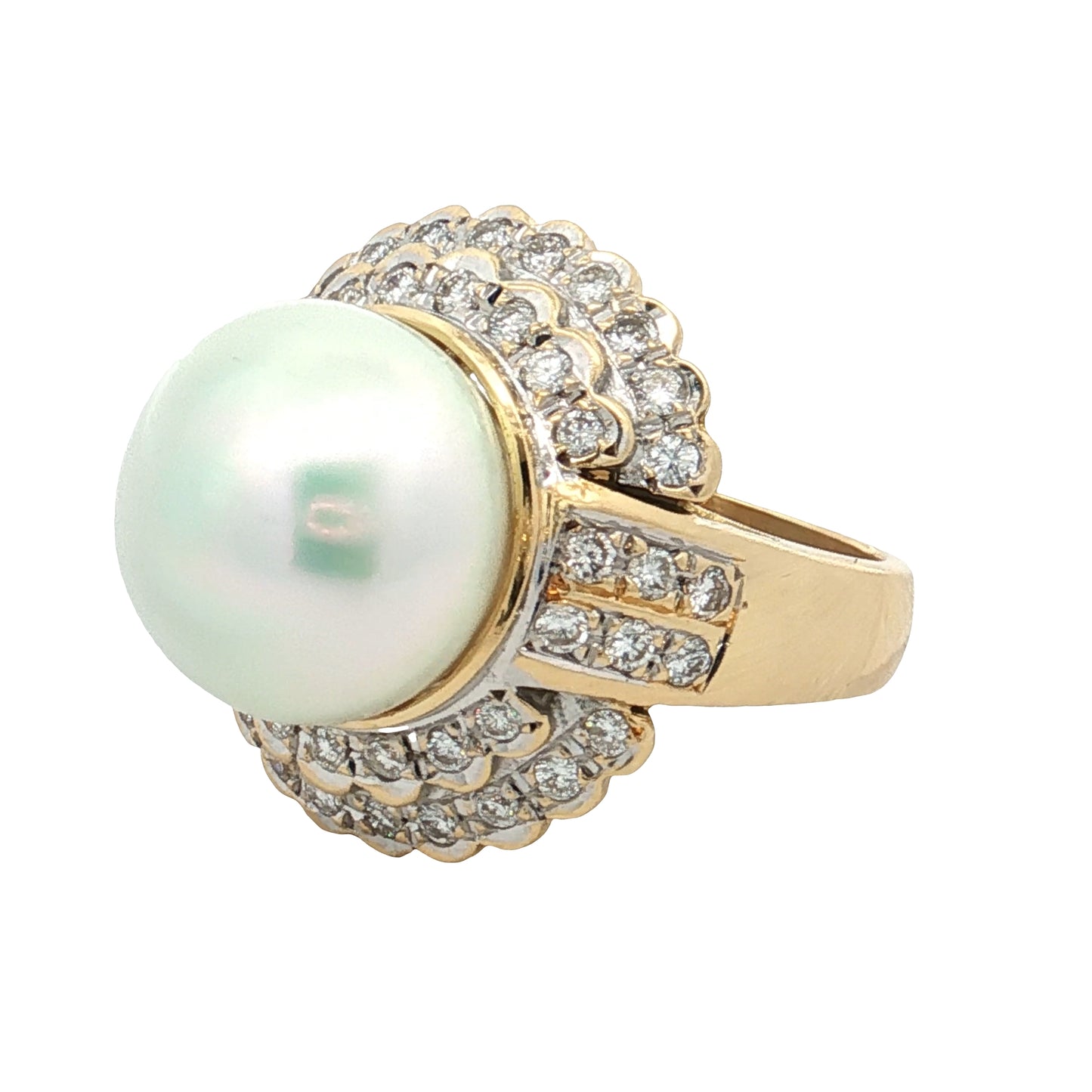 Mabe Pearl & Diamond Cocktail Ring 18k Yellow Gold