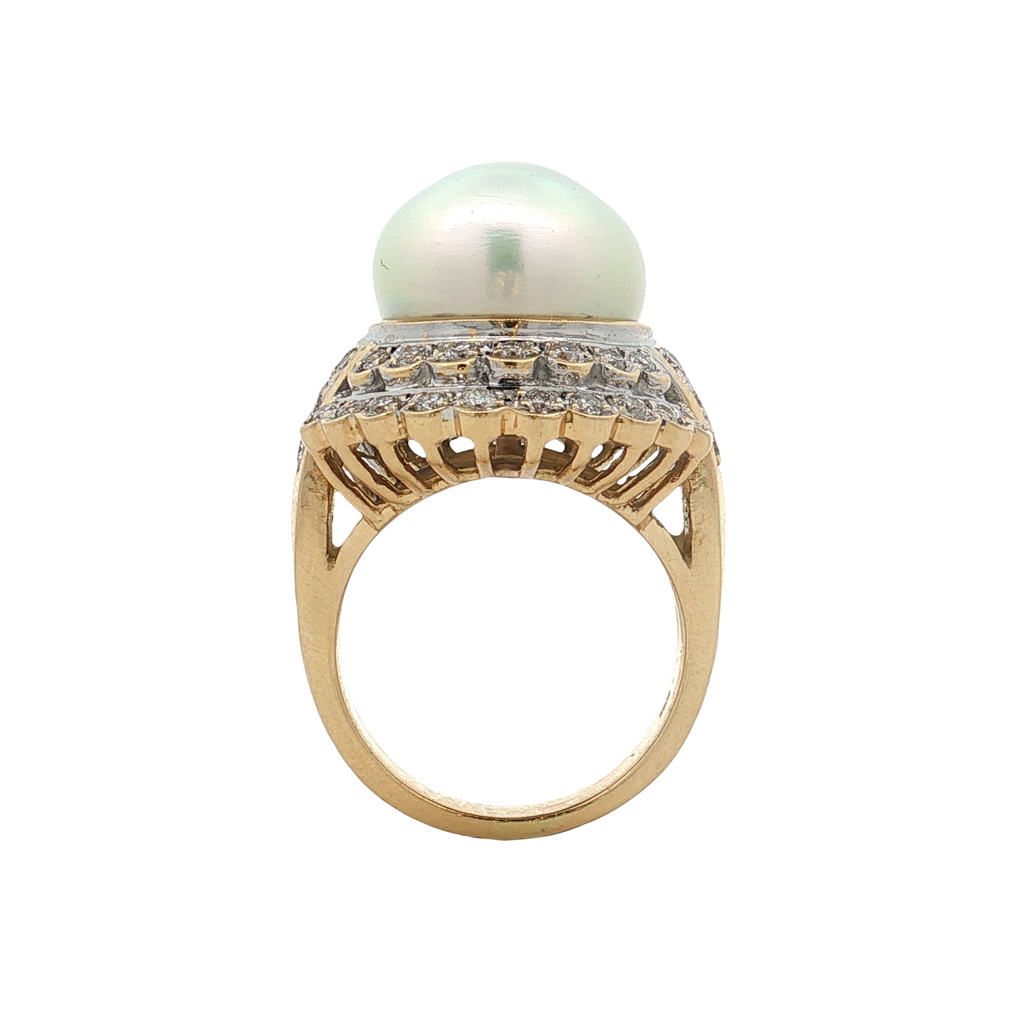 Mabe Pearl & Diamond Cocktail Ring 18k Yellow Gold
