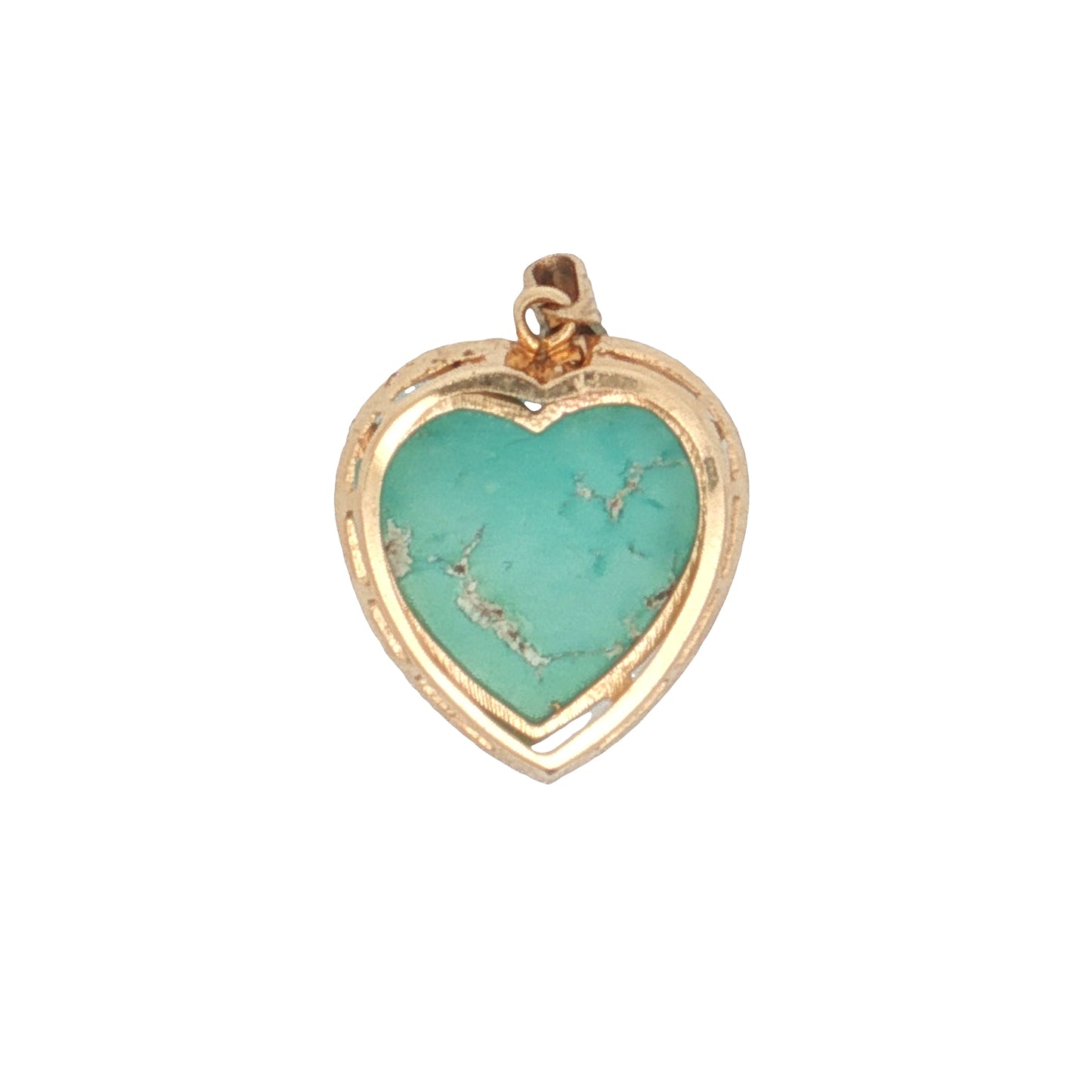 Turquoise Heart Pendant Necklace 14K Yellow Gold