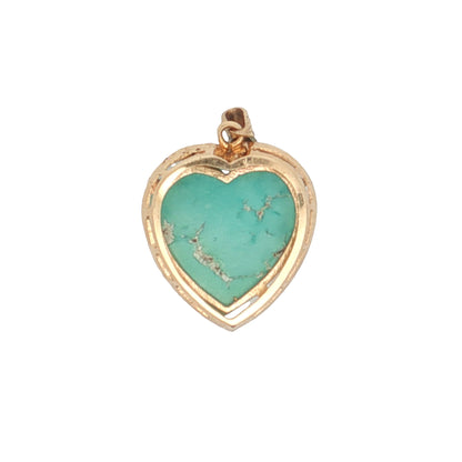 Turquoise Heart Pendant Necklace 14K Yellow Gold