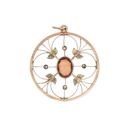 1.69 Victorian Topaz & Diamond Pendant 9k & Sterling Silver