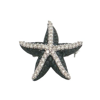 1.92 Starfish Diamond Brooch Pendant 18k White Gold