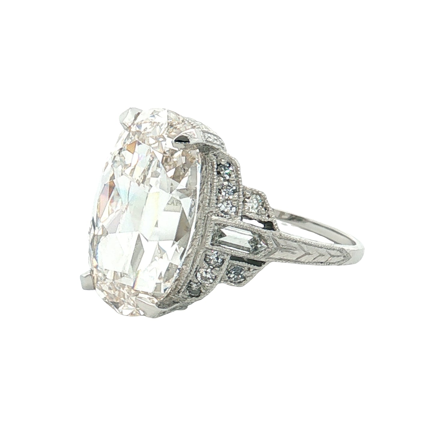 7.22 Art Deco Type IIA Diamond Engagement Ring Platinum