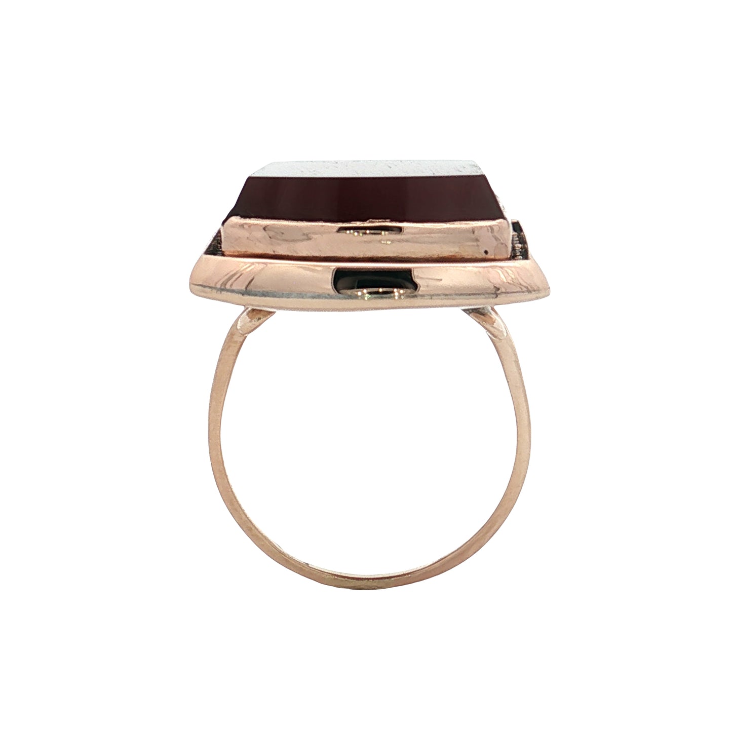 Vintage Victorian Carnelian Agate Cocktail Ring 10k Rose Gold