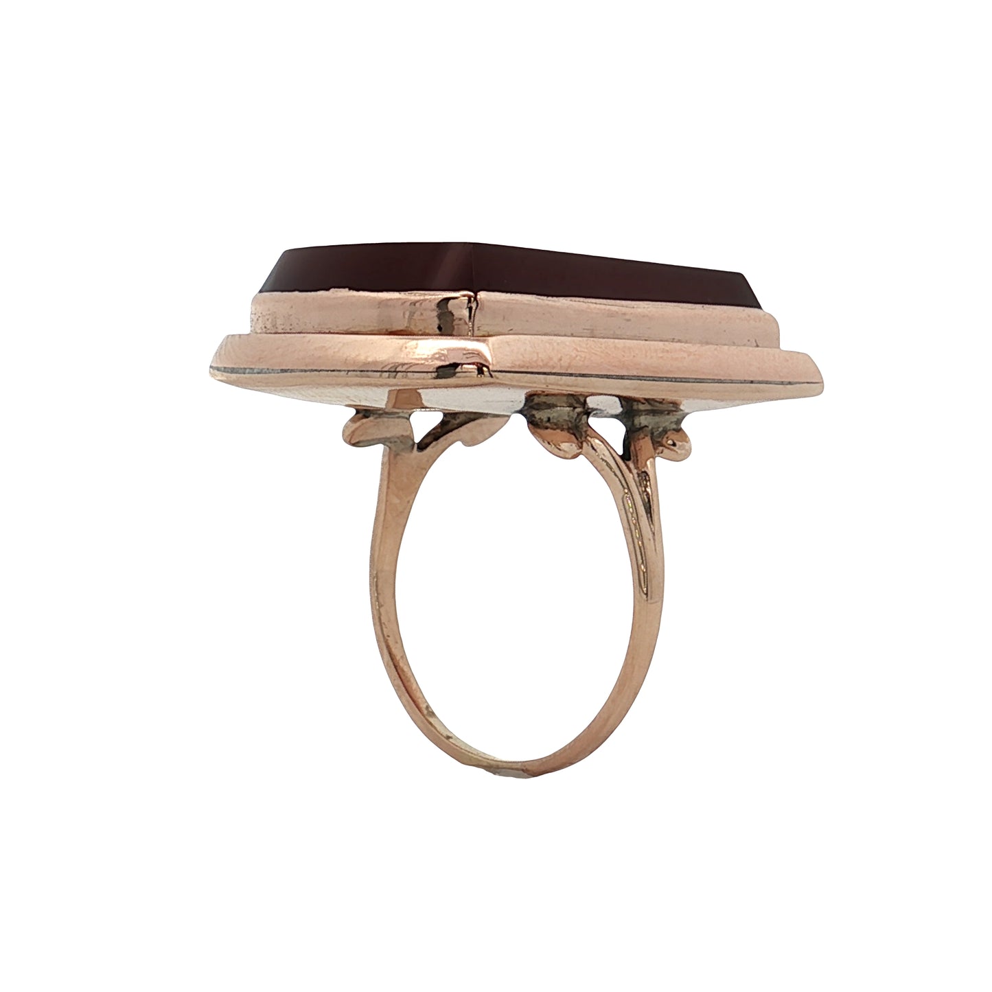 Vintage Victorian Carnelian Agate Cocktail Ring 10k Rose Gold