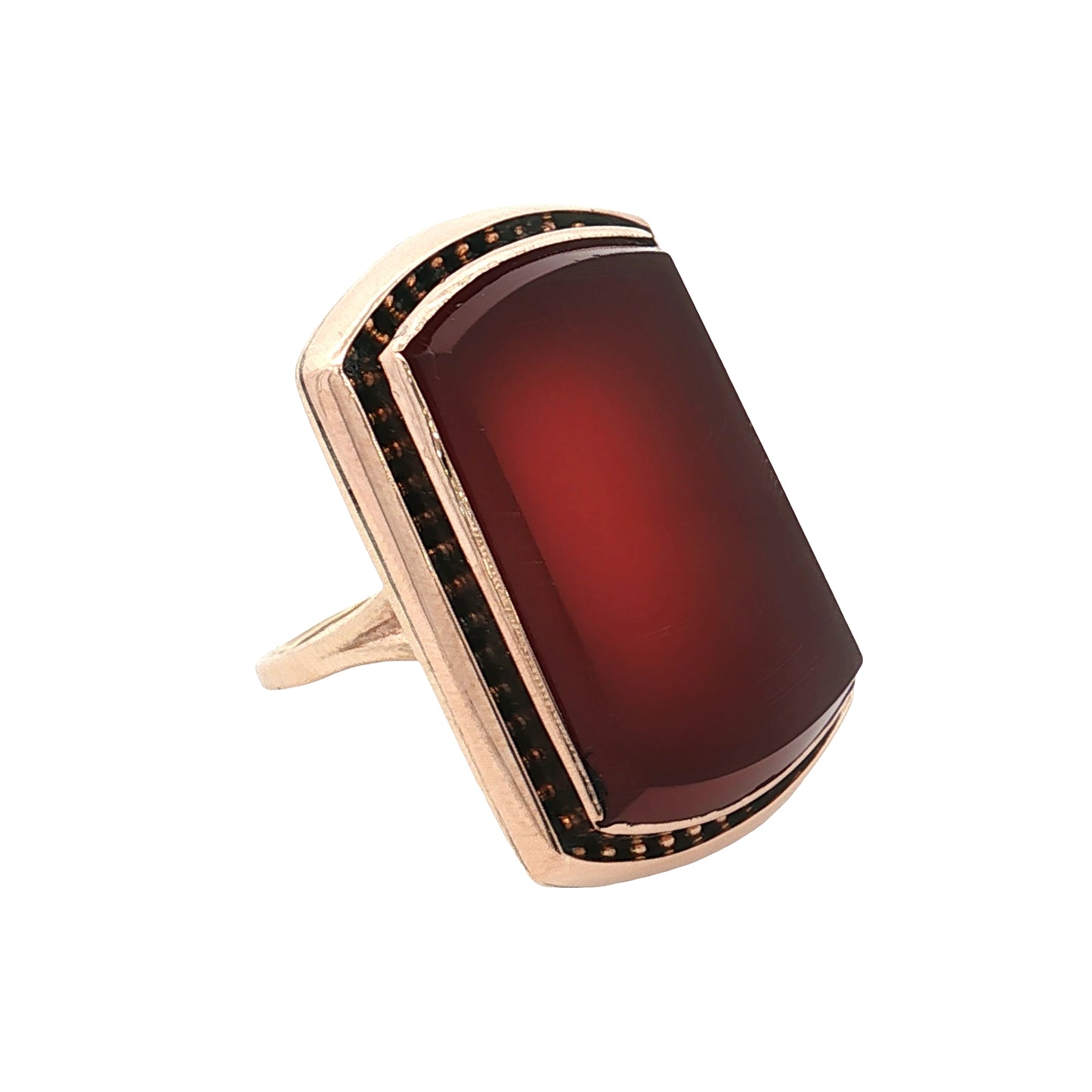 Vintage Victorian Carnelian Agate Cocktail Ring 10k Rose Gold