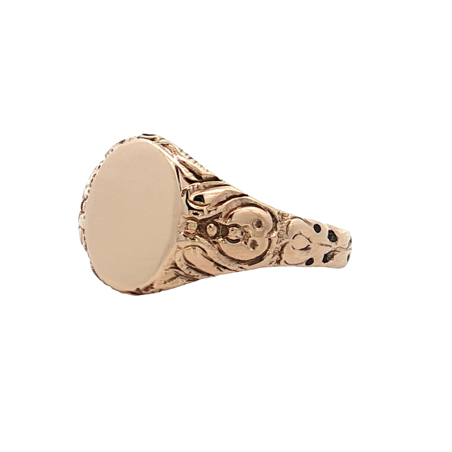 Antique Victorian Oval Signet Ring 14k Rose Gold