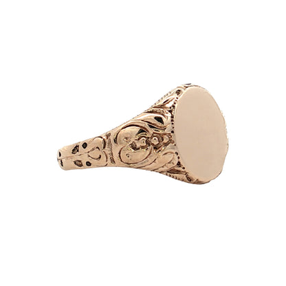 Antique Victorian Oval Signet Ring 14k Rose Gold