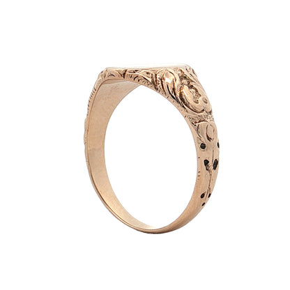 Antique Victorian Oval Signet Ring 14k Rose Gold