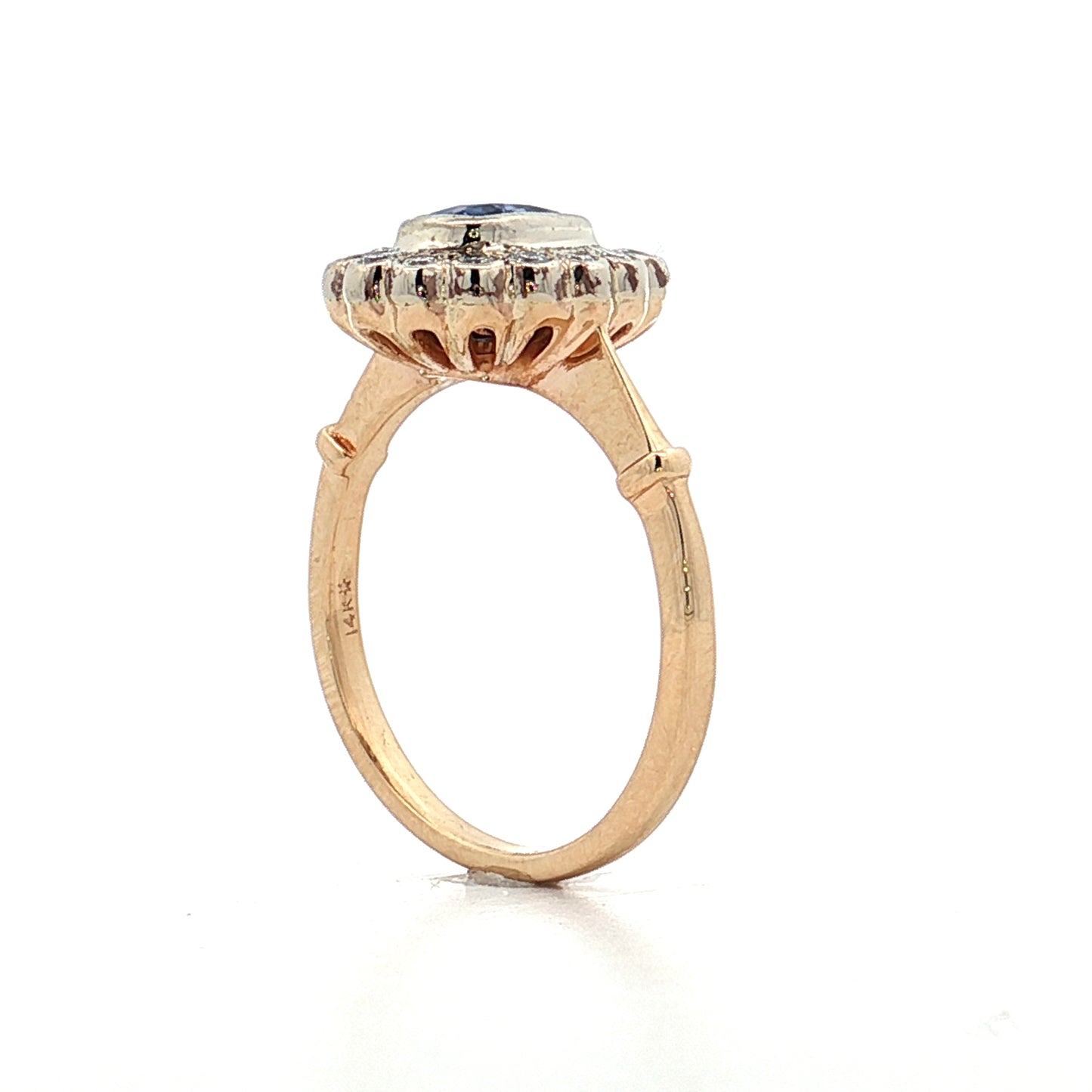 1.34 Blue Sapphire Halo Engagement Ring Two-Tone 14k