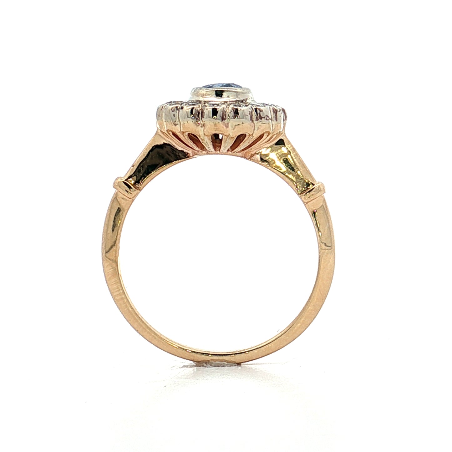 1.34 Blue Sapphire Halo Engagement Ring Two-Tone 14k