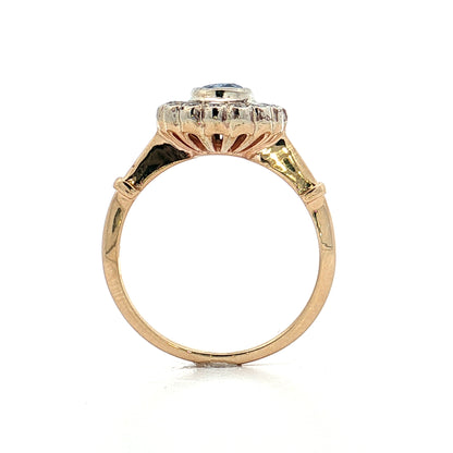 1.34 Blue Sapphire Halo Engagement Ring Two-Tone 14k