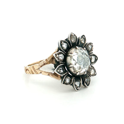 1.25 Antique Georgian Rose Cut Diamond Cocktail Ring 14k