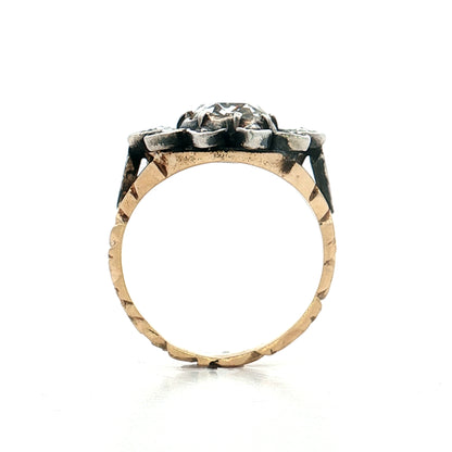 1.25 Antique Georgian Rose Cut Diamond Cocktail Ring 14k