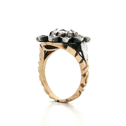 1.25 Antique Georgian Rose Cut Diamond Cocktail Ring 14k