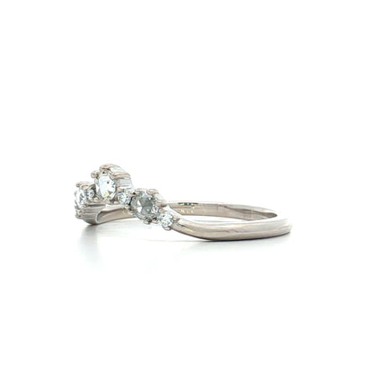 .35 Rose Cut Diamond Curved Wedding Band 14k White Gold