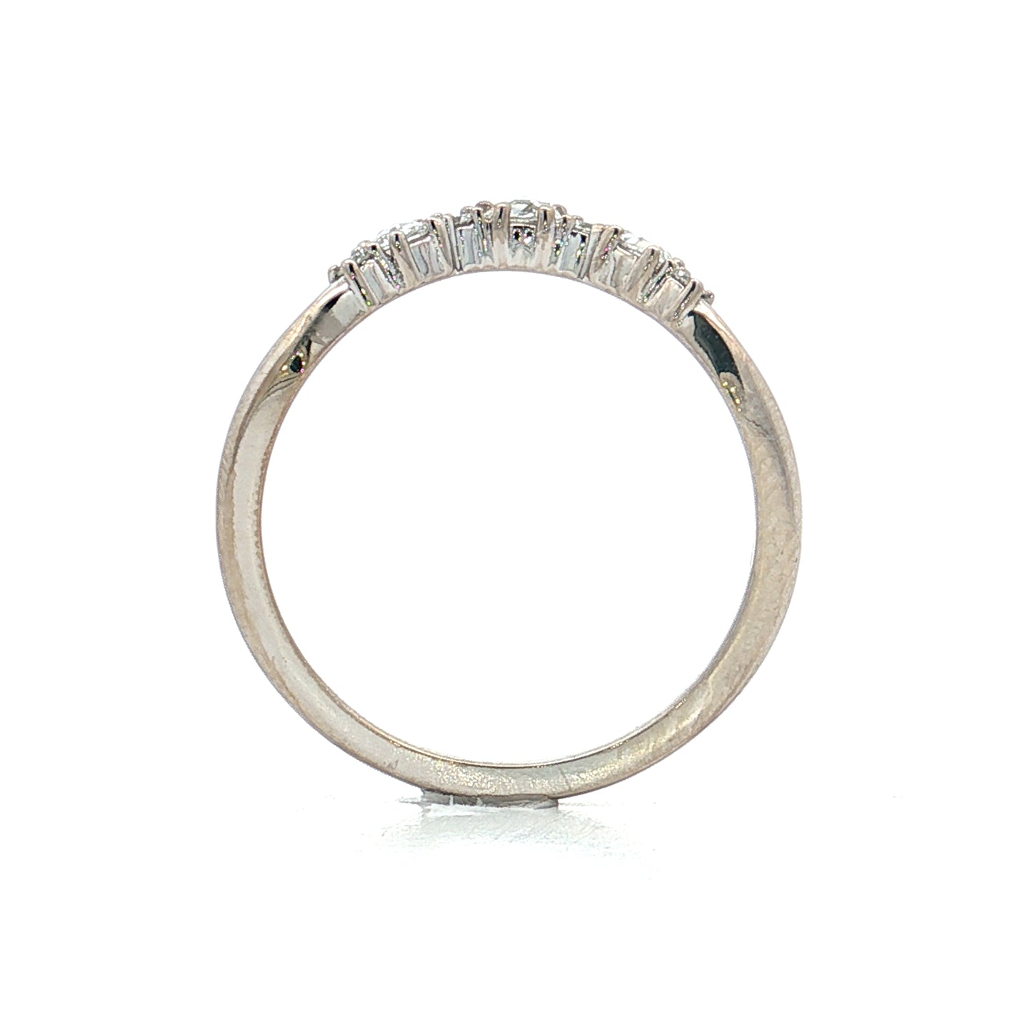 .35 Rose Cut Diamond Curved Wedding Band 14k White Gold