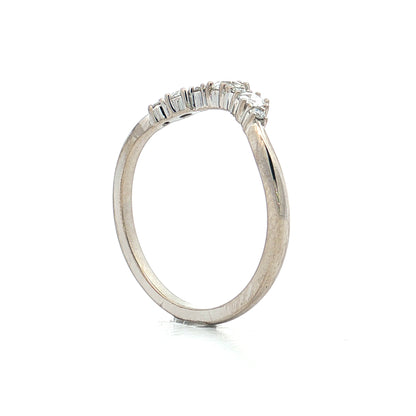 .35 Rose Cut Diamond Curved Wedding Band 14k White Gold