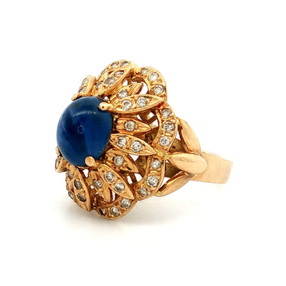 3.50 Star Sapphire Flower Cocktail Ring 18k