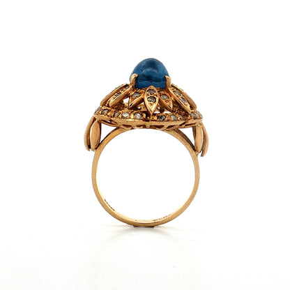3.50 Star Sapphire Flower Cocktail Ring 18k
