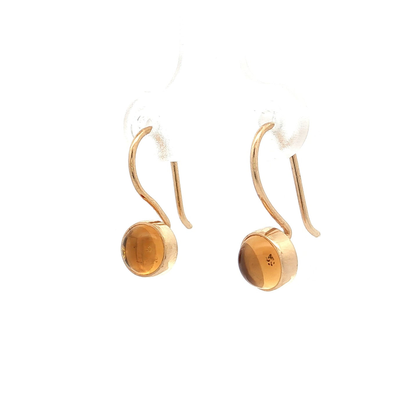1.12 Cabochon Citrine Drop Earrings 14k Yellow Gold