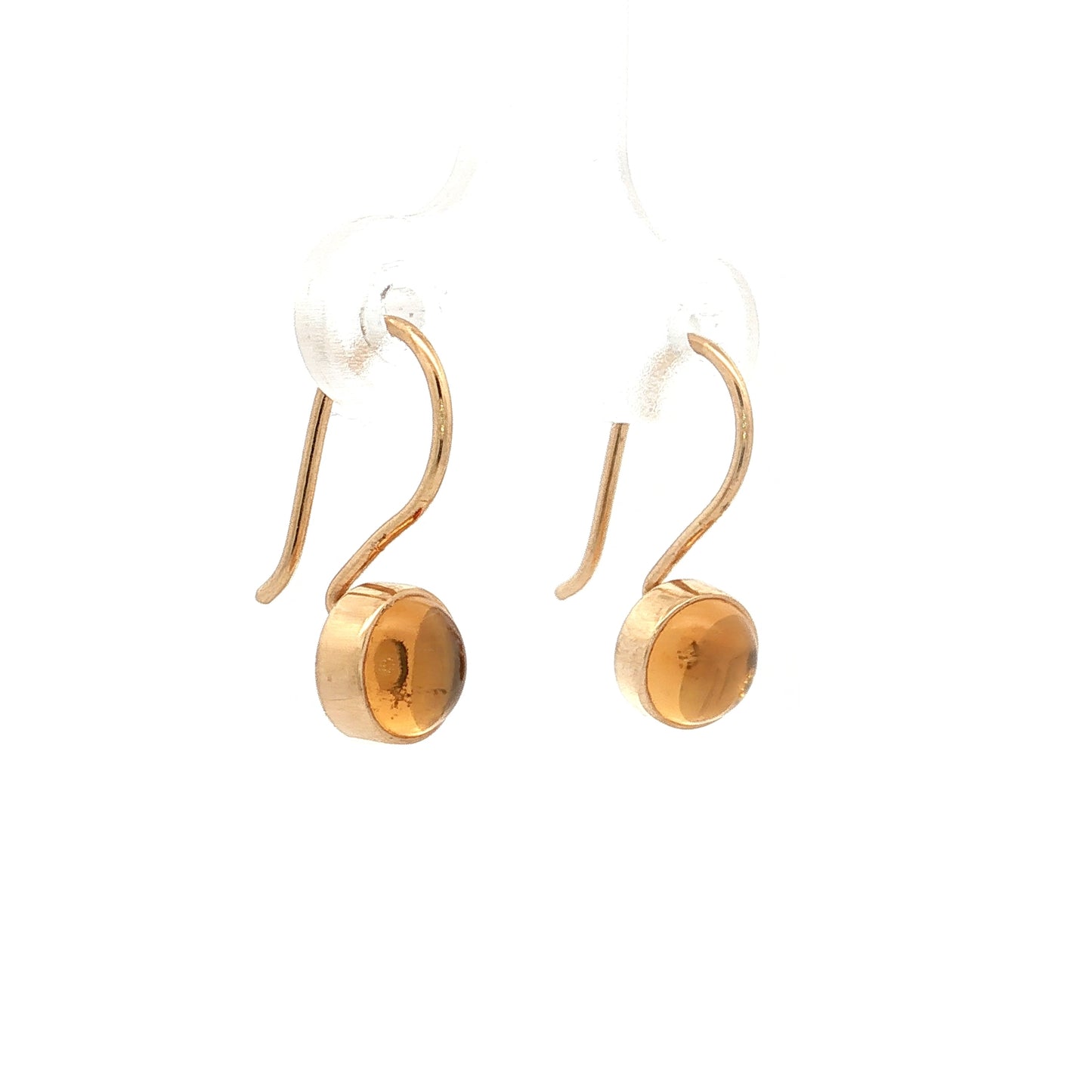 1.12 Cabochon Citrine Drop Earrings 14k Yellow Gold