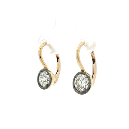 1.40 GIA Diamond Drop Earrings 18k Yellow Gold