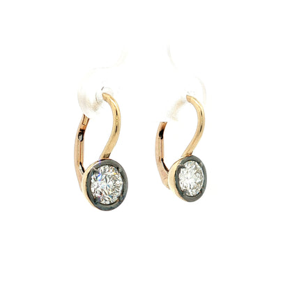1.40 GIA Diamond Drop Earrings 18k Yellow Gold