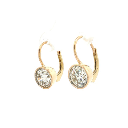 3.00 GIA Round Brilliant Diamond Drop Earrings 18k