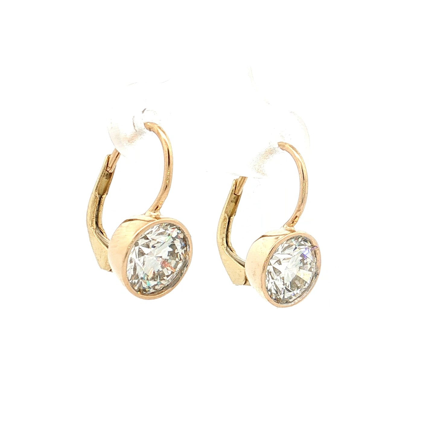 3.00 GIA Round Brilliant Diamond Drop Earrings 18k