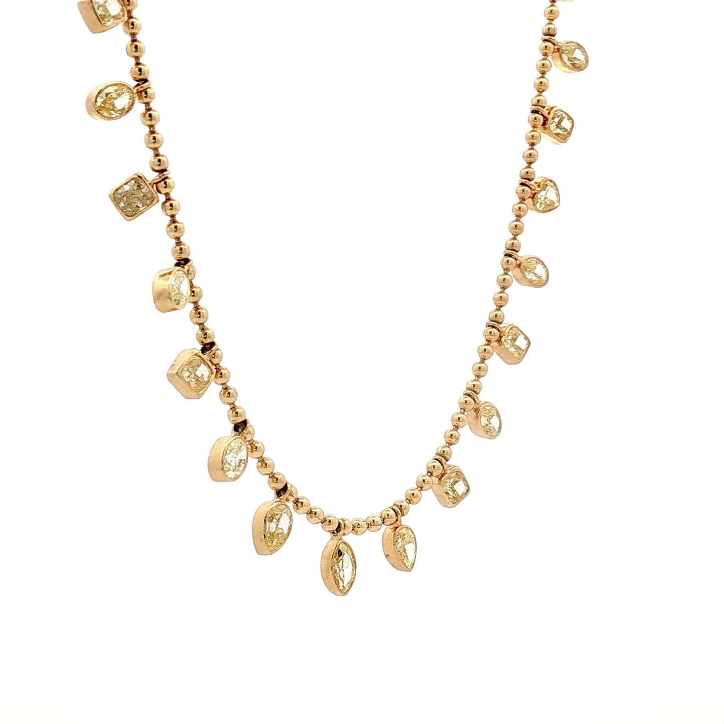 3.21 Fancy Yellow Mixed Diamond Drop Necklace 18k