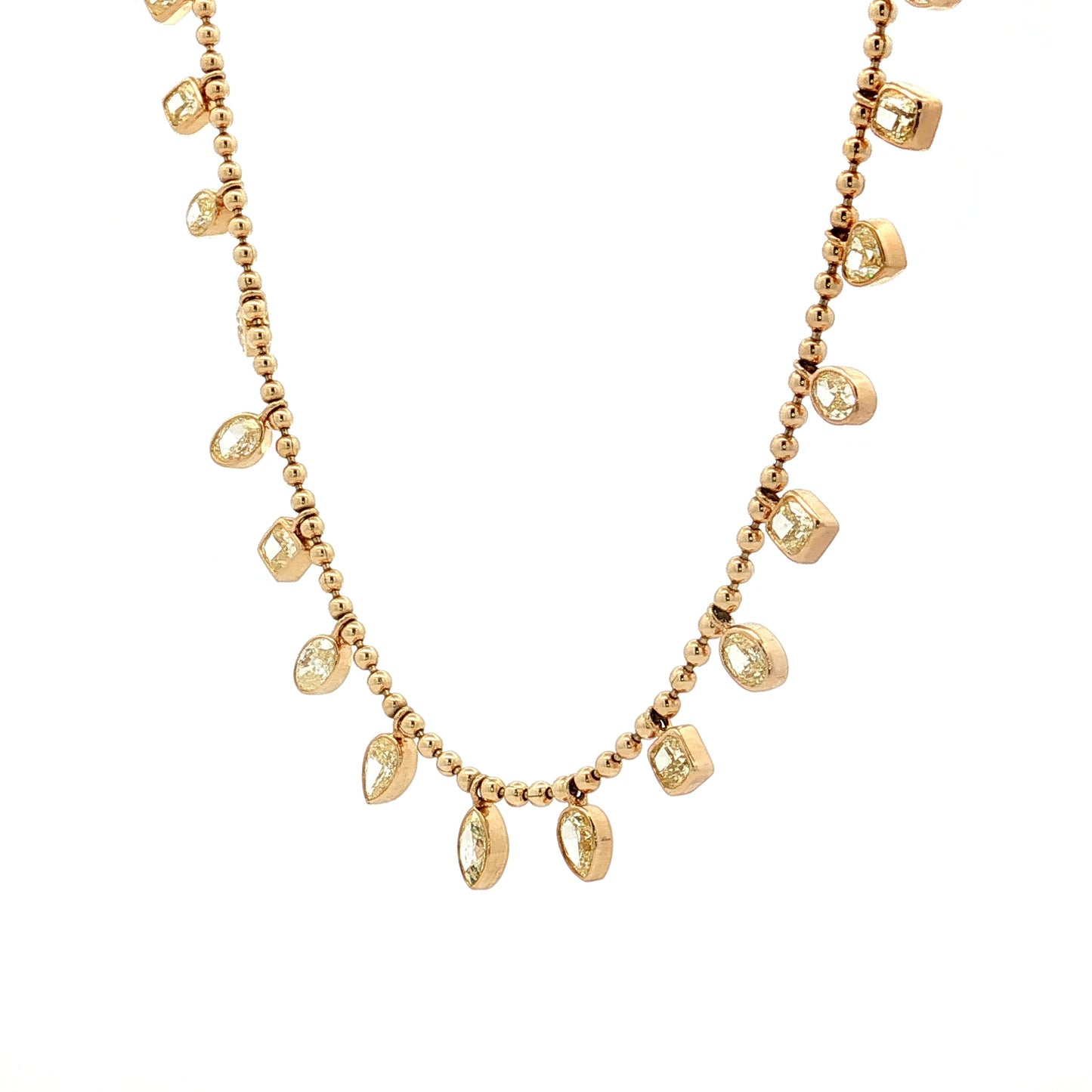 3.21 Fancy Yellow Mixed Diamond Drop Necklace 18k