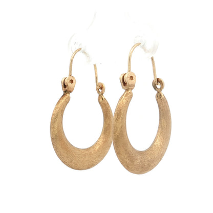 Satin Finish Hoop Earrings 14k Yellow Gold
