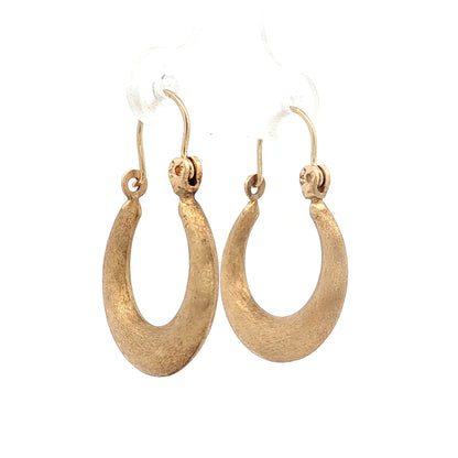 Satin Finish Hoop Earrings 14k Yellow Gold