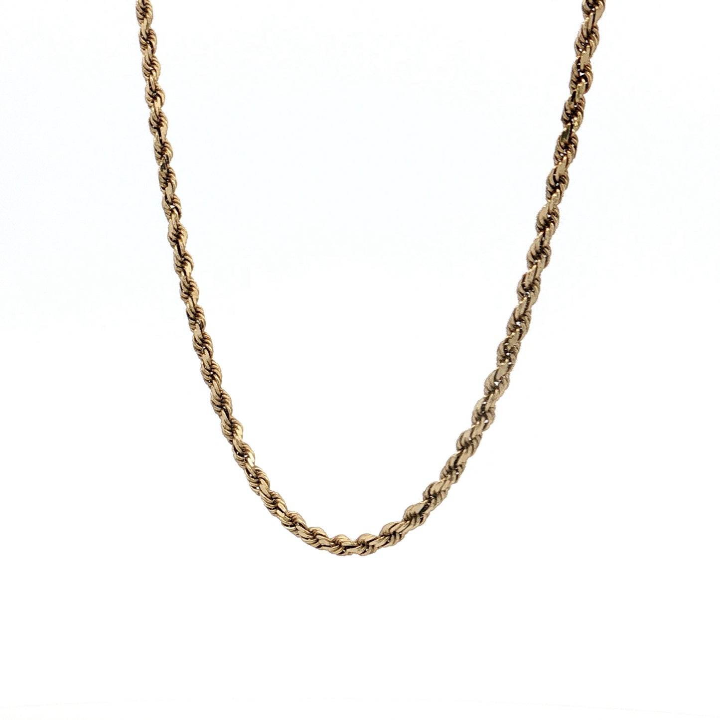 24" Diamond Cut Rope Chain Necklace 14k Yellow Gold