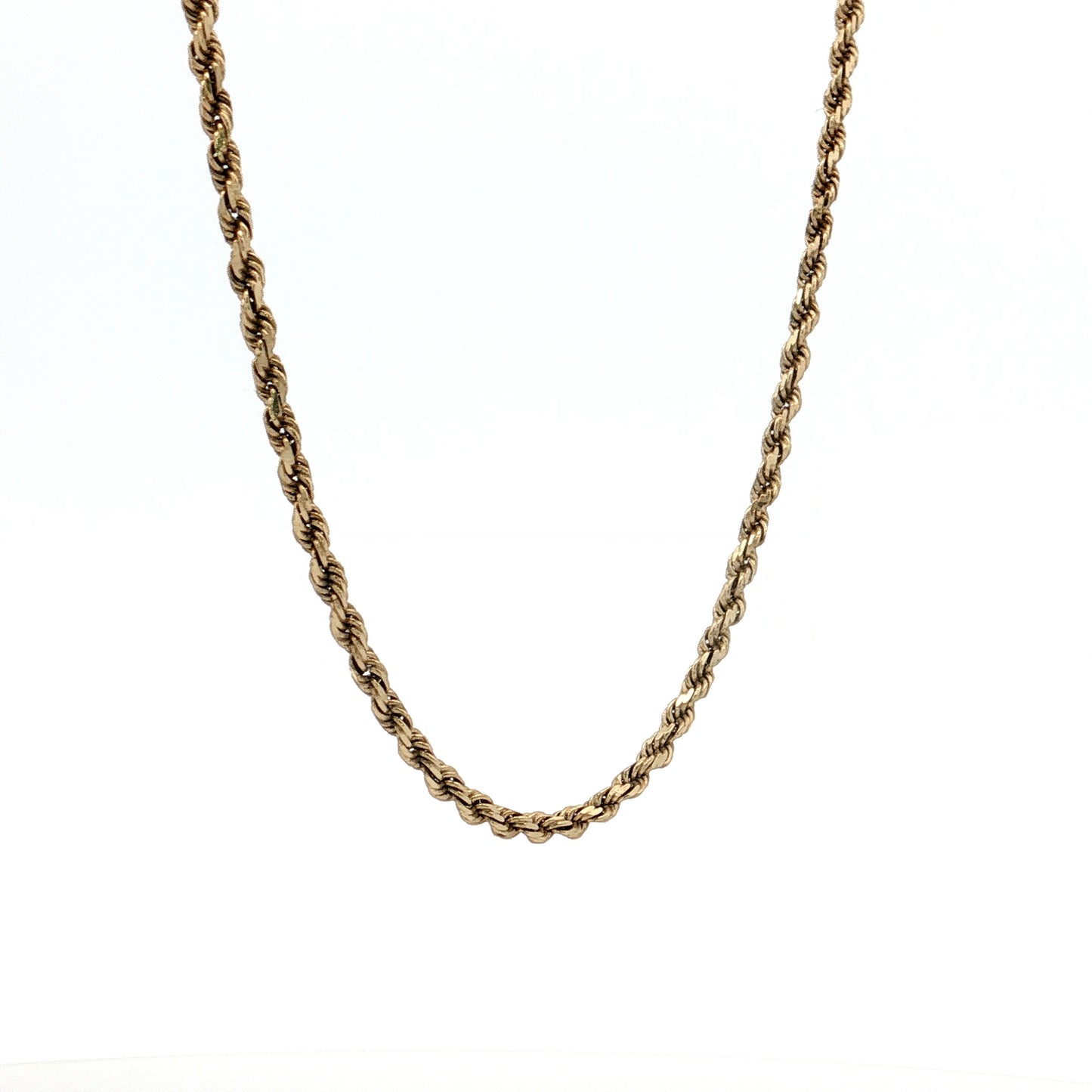 24" Diamond Cut Rope Chain Necklace 14k Yellow Gold