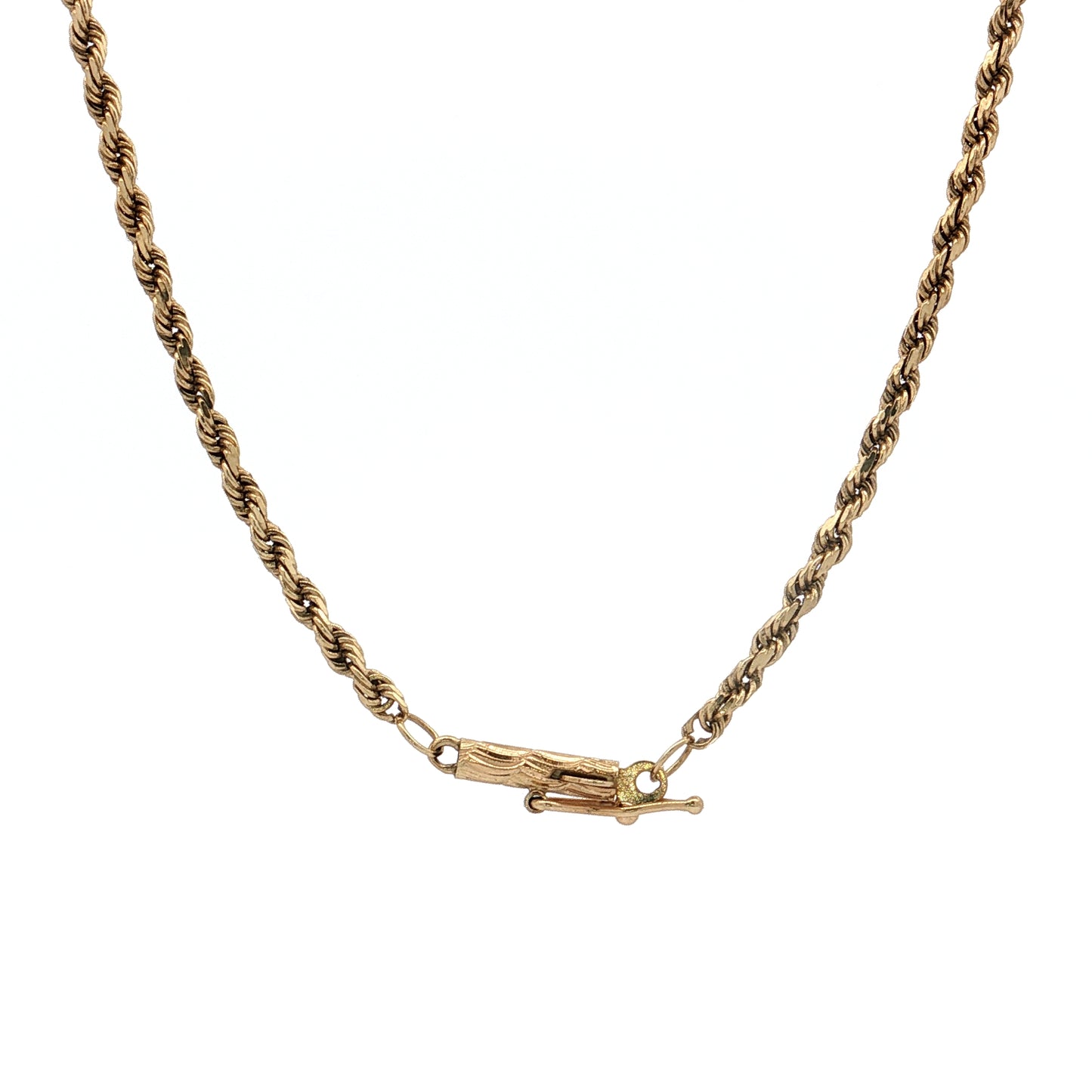 24" Diamond Cut Rope Chain Necklace 14k Yellow Gold