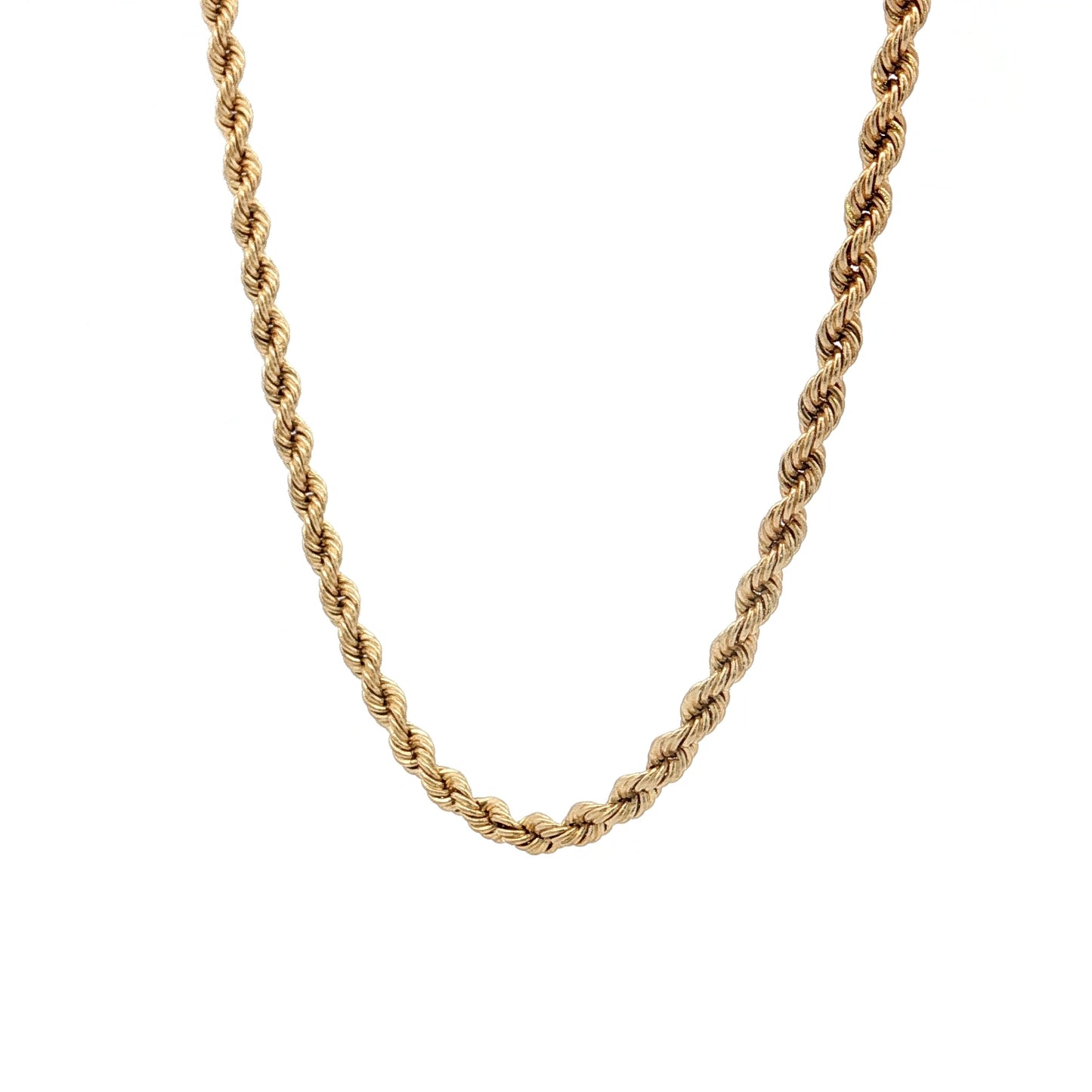 16" Diamond Cut Rope Chain Necklace 14k Yellow Gold