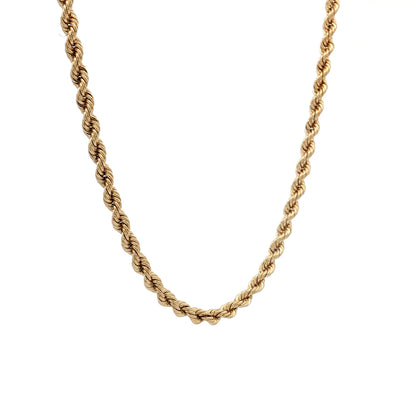 16" Diamond Cut Rope Chain Necklace 14k Yellow Gold