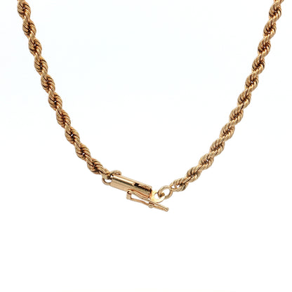 16" Diamond Cut Rope Chain Necklace 14k Yellow Gold