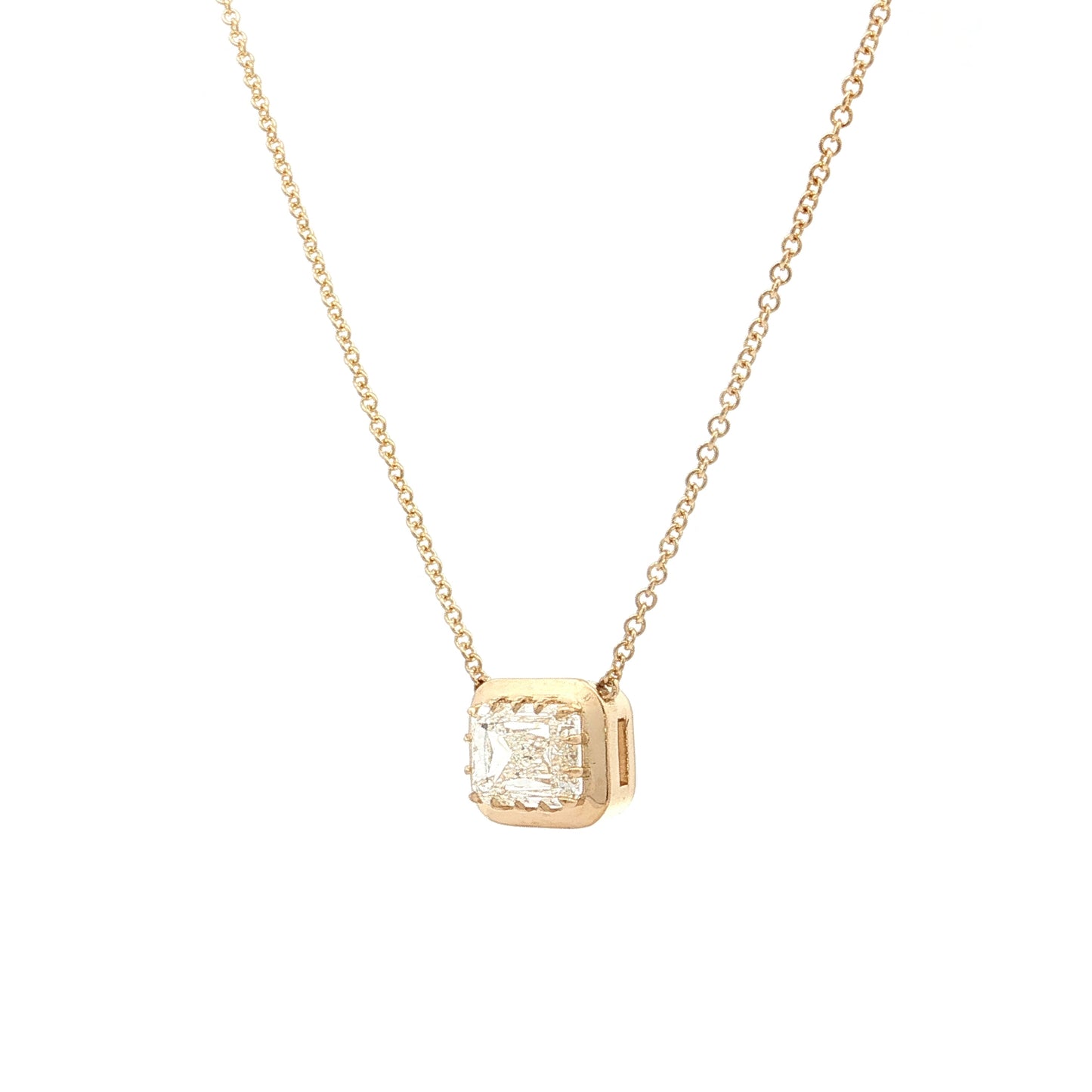 2.01 Emerald Cut Diamond Pendant Necklace 18k
