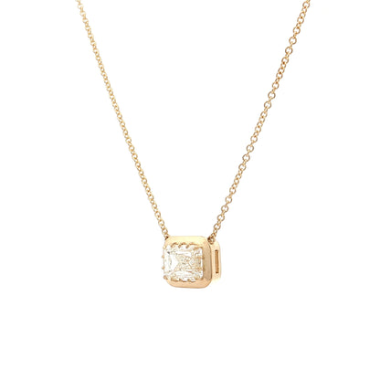 2.01 Emerald Cut Diamond Pendant Necklace 18k