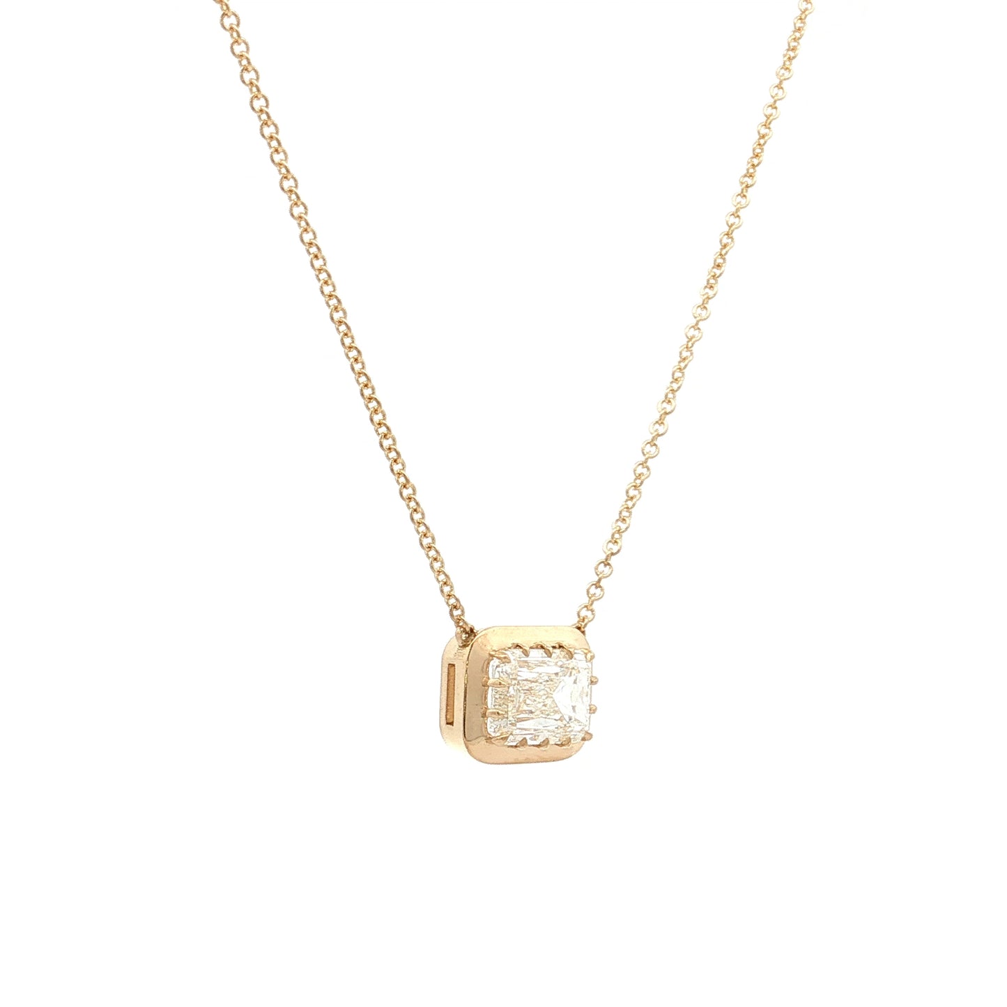 2.01 Emerald Cut Diamond Pendant Necklace 18k