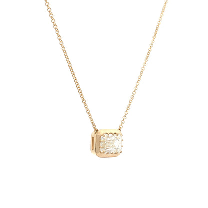 2.01 Emerald Cut Diamond Pendant Necklace 18k