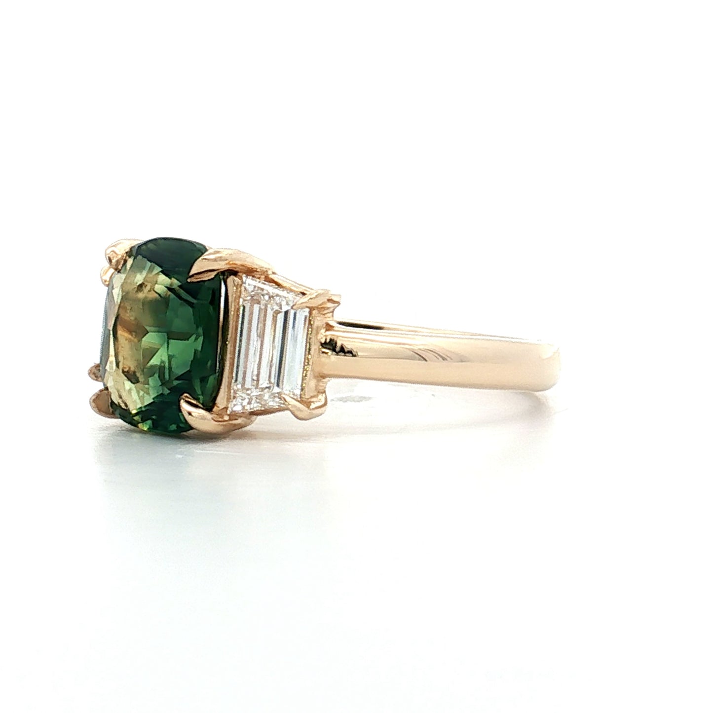 2.52 Sapphire & Diamond Three Stone Engagement Ring 14k