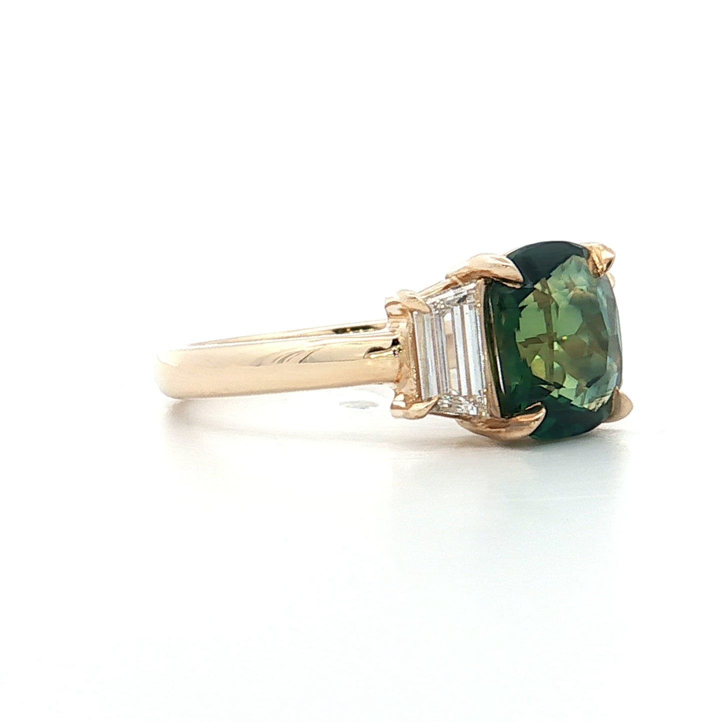 2.52 Sapphire & Diamond Three Stone Engagement Ring 14k